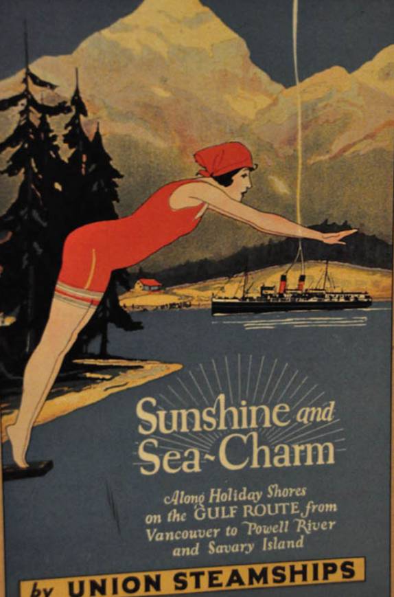 Antiga propaganda sobre viagens na Inside Passage, no Royal BC Museum, em Victoria, capital da British Columbia, no oeste do Canadá